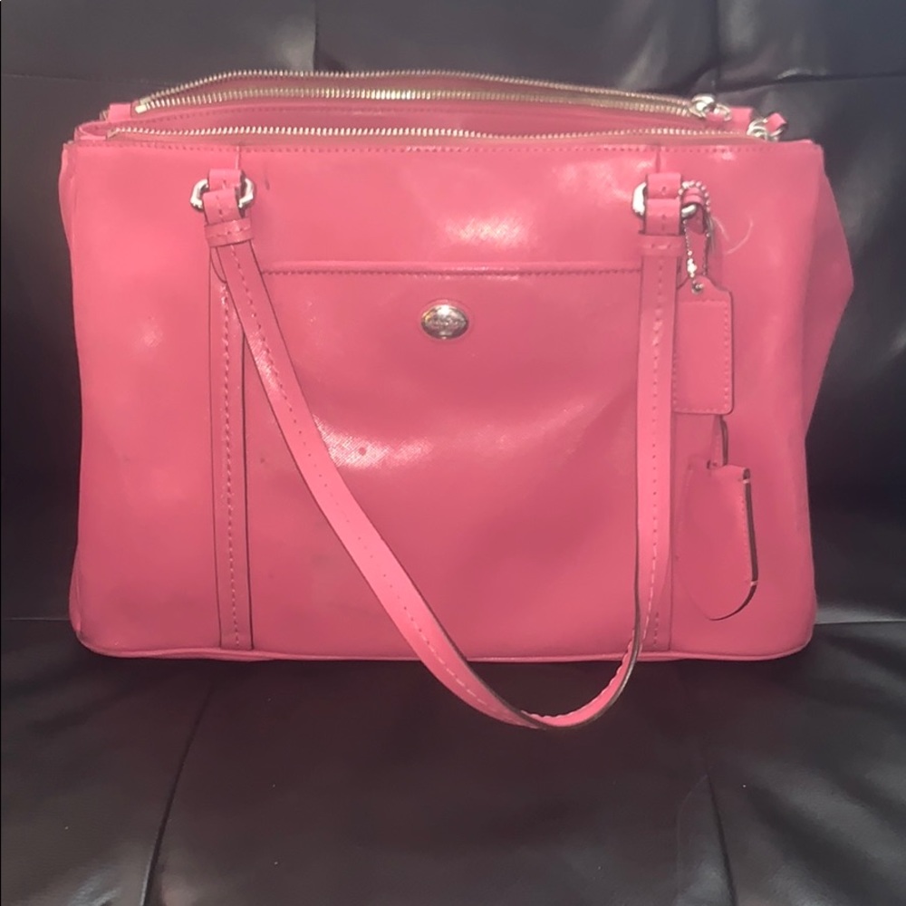 Large pink coach shoulder bag